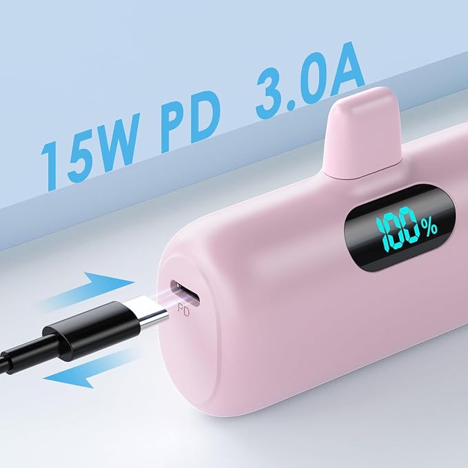 [2-Pack]Small Portable Charger for iPhone 5000mAh, PD Fast Charging Power Bank,Mini Battery Pack Portable Phone Charger Travel Essentials for iPhone 14/14 Pro Max/13/13 Pro/12 Pro/11/XS/XR/X/8/7/6/SE