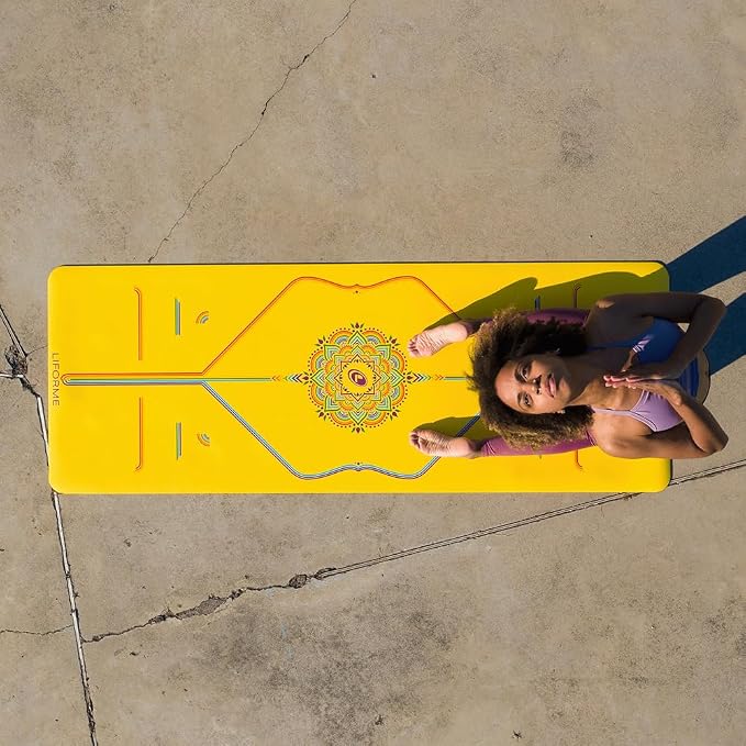 Liforme Travel Yoga mat – Patented Alignment System, Warrior-Like Grip, Non-Slip, Eco-Friendly, Ultra-Lightweight and Sweat Resistant, Made with Natural Rubber