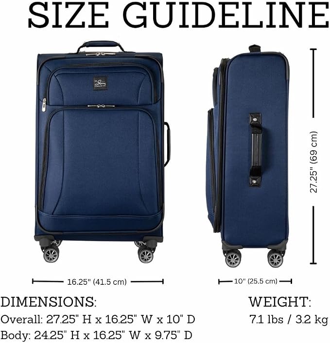 Skyway Epic Softside Medium Checked Luggage - Lightweight Suitcase with Wheels | TSA Approved Travel Bag | Spinner Suitcase | Large Luggage Set with Telescoping Handle, 24 inch, Surf Blue