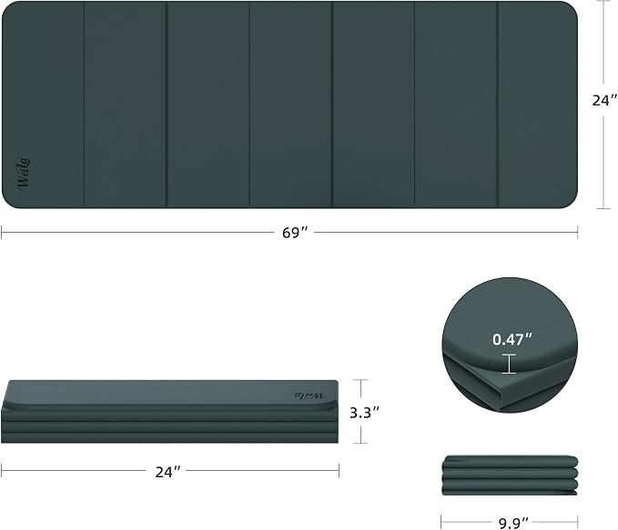 1/2 Inch Extra Thick Yoga Mat Pilates Equipment, 70"x24" Odorless Workout Mats for Home Gym, Non-slip Exercise Mats for Women Men Home Workout, Foldable Yoga Mats for Travel Camping Sleeping
