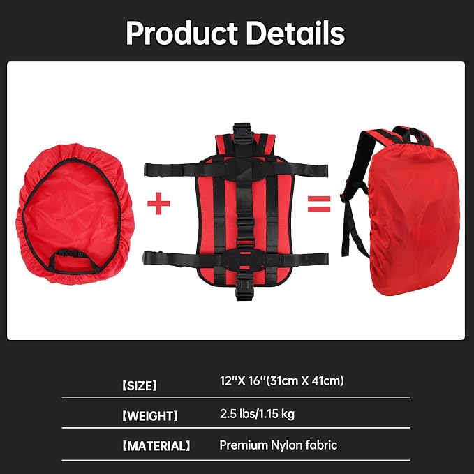 Heavy-Duty Backpack Carrying Straps System for 22-30 Inch Suitcase Luggage Hardcase for Adventure Travel Cobble Stone Streets Stair - L,Red