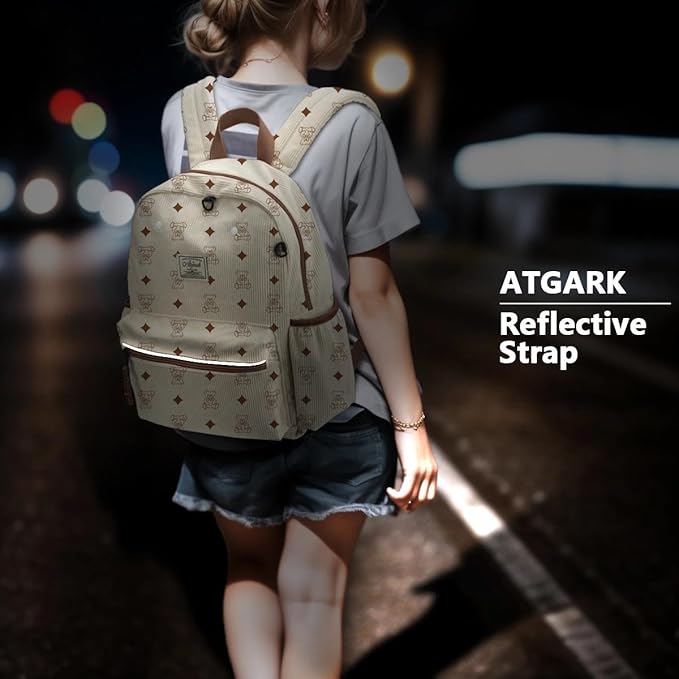 atgark Corduroy Toddler Backpack for Boys 2-5: Preschool Backpack for Boys Girls - Cute Kids Backpack for Boys 13.5" H Fit Folder