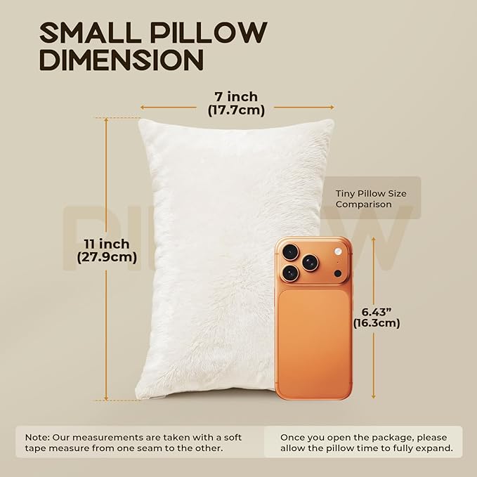 2 Pack Tiny Travel Pillows, 7"x11" Memory Foam Mini Neck Pillow for Travel and Airplane, Soft Machine Washable Small Pillows for Neck, Knee, Lumbar Support, Small Cushionfor Pet, Dogs (White)