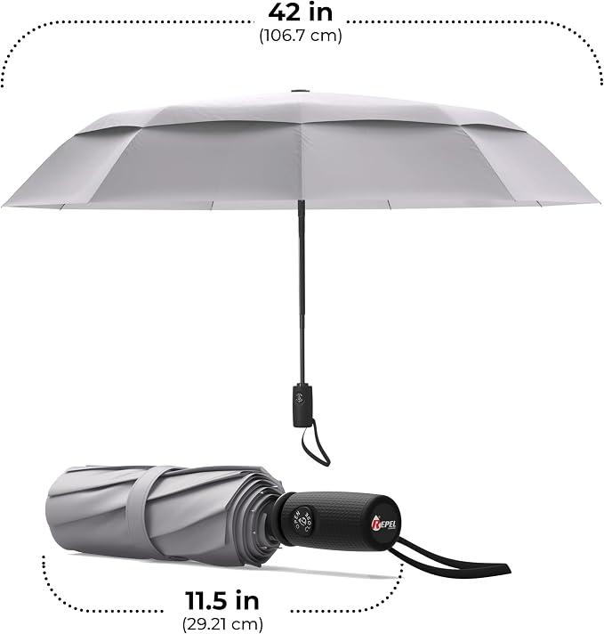 Repel Windproof Travel Umbrella - Compact & Withstands Winds up to 100MPH , Strongest Premium Auto Folding Umbrella for Rain and Sun - Durable, Light & Portable for Women & Men , Fits Backpack & Cars