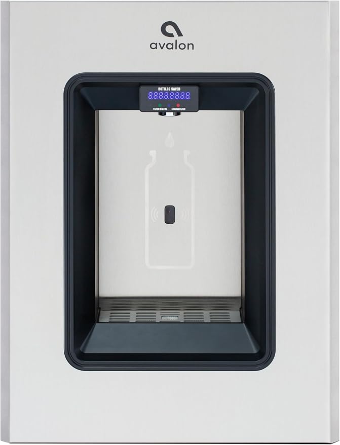 Avalon in-Wall Bottle Filling Station, Sensor Dispensing, Self Cleaning, Digital Bottle Counter Display, Dual Filtration, WiFi Enabled, Stainless Steel