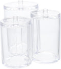 OUNONA Transparent Triple Compartment Cotton Swab Box with Dustproof Lid for Bathroom Storage Makeup Cotton Organizer and Vanity Holder for Balls Swabs and Pads