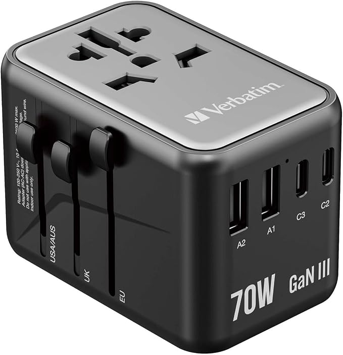 Verbatim UTA-09 GaN III 70W Universal Travel Adapter