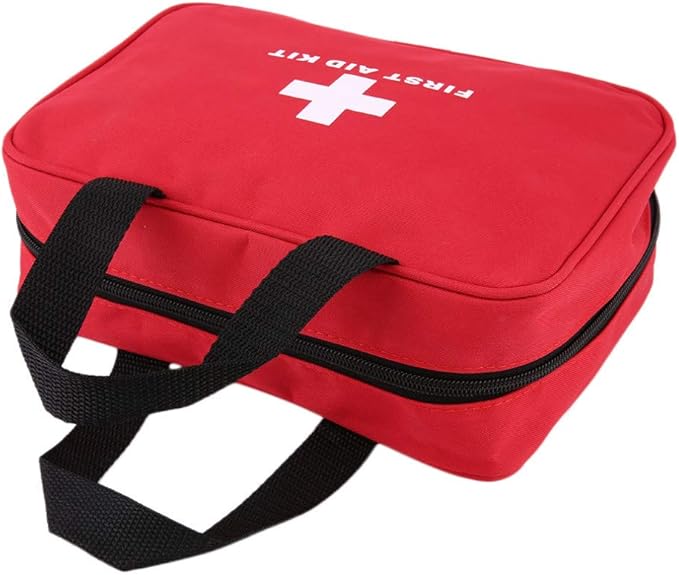 Red First Aid Kit Bag Empty Travel First Aid Bag Responder Storage Compact Survival Medicine Emergency Rescue Pouch Bags for Home Office Car Camping Kitchen Sport Outdoors (Empty, No Contents)