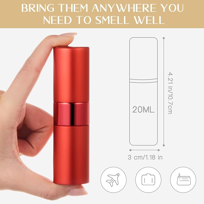 Honeydak 7 Pcs 20ml Travel Perfume Atomizer Bottles, Refillable Cologne Travel Spray Bottles, Portable Empty Perfume Sprayers with Pump Transfer Tools for Purse, Daily Use