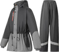 Rain Suit for Women Waterproof Hooded Rain Gear Rain Jacket and Pants 2 Piece Breathable Rain Coat Outdoor