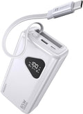 RORRY Laptop Power Bank, 25000mAh 65W Portable Laptop Charger Battery Bank PD Fast Charger Built in Retractable Cables, for iPhone 17/16/15 Series, MacBook, Samsung, Dell, XPS, iPad, Steam Deck, White
