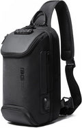 BANGE Sling Backpack with Lock, Anti Theft Crossbody Shoulder Bag for Men Women, Waterproof Small Daypack with USB Charging Port for Outdoor Sports