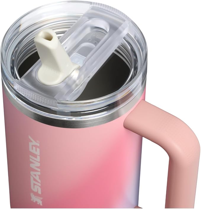 STANLEY Quencher ProTour Flip Straw Tumbler with Leakproof Lid 40 oz | Built-In Straw & Handle | Cupholder Compatible for Travel | Insulated Stainless Steel Cup | BPA-Free | Sunset Spiral