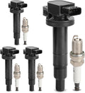 UF316 Ignition Coil Pack & 7090 Double Iridium Spark Plugs - Compatible with Toyota Prius, Prius C, Yaris, Echo, Scion xA, xB - Set of 4