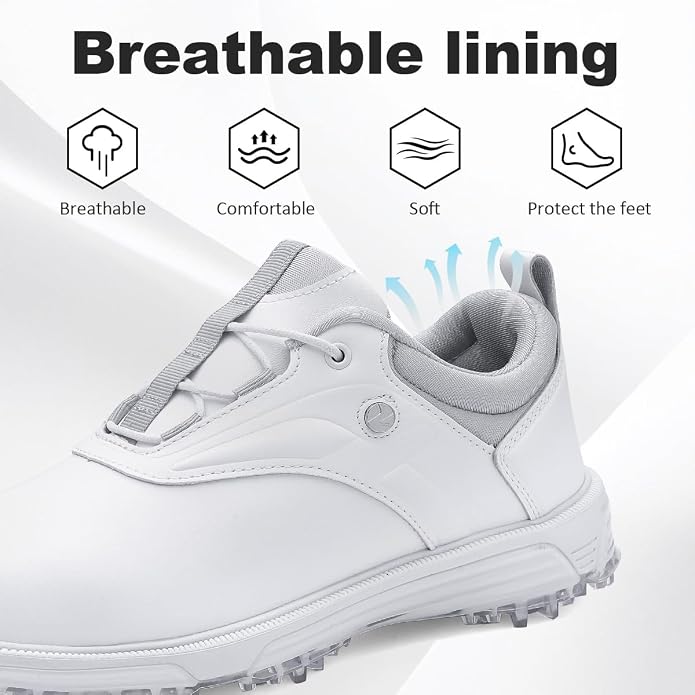 ULTIANT Mens Golf Shoes Waterproof Fixed Spikeless Sole Comfortable Outdoor Sport Shoes Size7.5-13