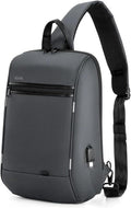 Kingsons 13" Anti-Theft Laptop Sling Backpack. Waterproof nylon, USB port. Ideal for travel, hiking, camping. (FG6301-Grey)