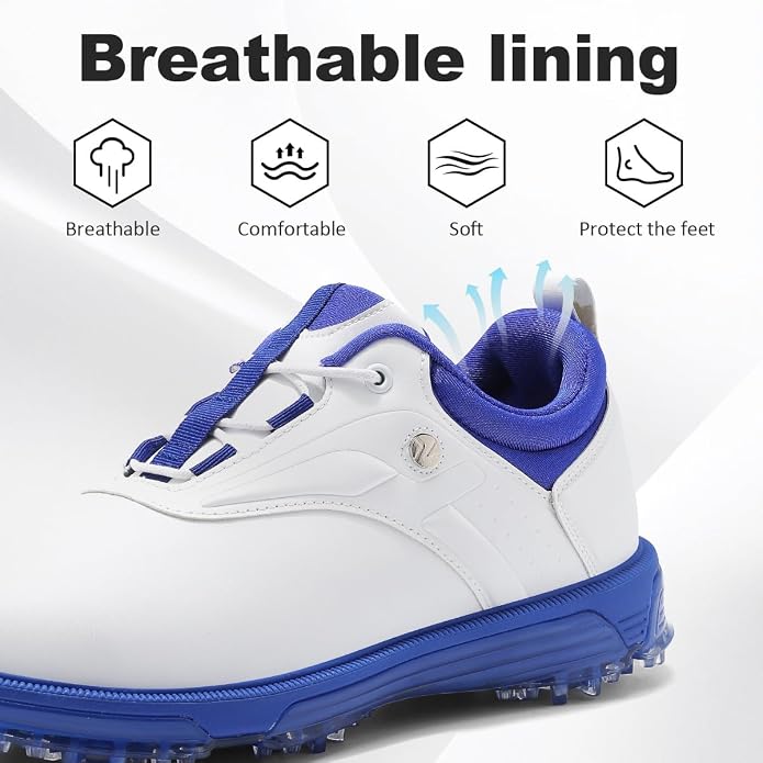 ULTIANT Mens Golf Shoes Waterproof Fixed Spikeless Sole Comfortable Outdoor Sport Shoes Size7.5-13
