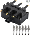 Ignition Coil Pack Spark Plug fit for 3.3 3.8 Chrysler Town & Country Pacifica, Dodge Grand Caravan, Jeep Wrangler 2001 2002 2003 2004 2005 2006 2007 2008 2009 2010, 1pc Coil & 6pcs Spark Plugs