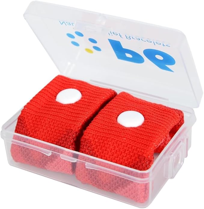 P6 Motion Sickness Bands for Adults Wristbands for Anti Nausea Sea Cruise Travel Car Pregnancy Morning Sickness All-Natural Non Drowsy Relief Acupressure Treatment (1 Pack, Red)