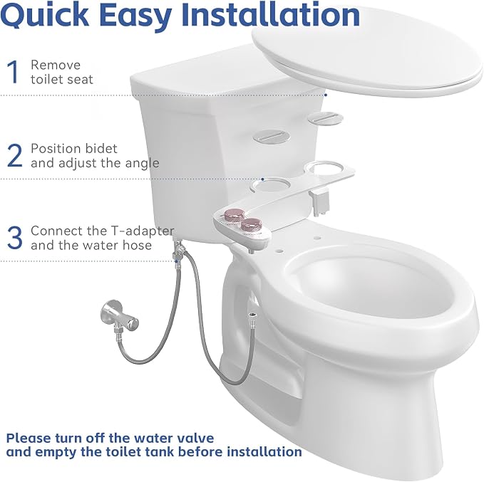 Bidet Attachment for Toilet Seat Water Pressure - Non Electric Bidets Self Cleaning Sprayer - Dual Nozzle Bidet Attachments Toilets Spray - Adjustable Bidets Wash Butt Cleaner for Bathroom Gifts