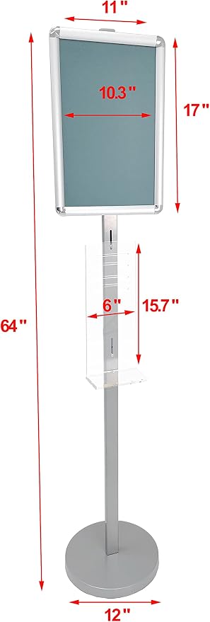 FixtureDisplays Hand Sanitizer Stand Portable Stand with Volume Adjustable Dispenser Cleaner Automatic Hand Free 10050NEW+15226