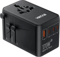VINTAR 170W GaN Universal Travel Adapter, 6-in-1 International Power Adapter with 2AC, 3 USB-C PD & 1 USB-A QC, All-in-One Charger Compatible with EU/UK/US/AU for Laptops, Tablets, Phones, Cameras