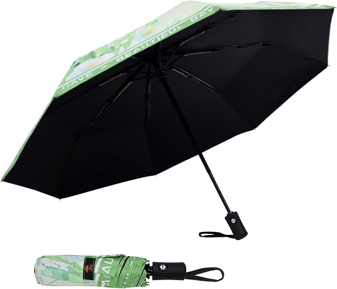 SY COMPACT Travel Umbrella - Windproof Automatic Compact Umbrella for Rain, Lightest 8-Rib, Small, Strong & Portable, Durable Grip, Fits Backpack & Car, Factory Direct (UV Available)