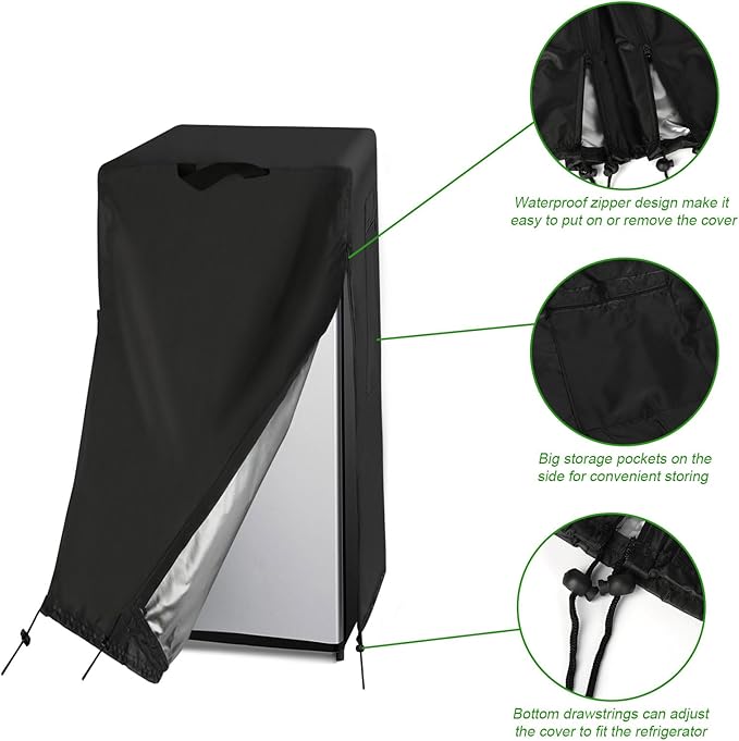Refrigerator Cover, Waterproof&Dustproof Cover for Protecting Upright Freezers/Beverage Refrigerator-Suitable for most Upright Wine Fridge(24"W x 30"D x 67"H)