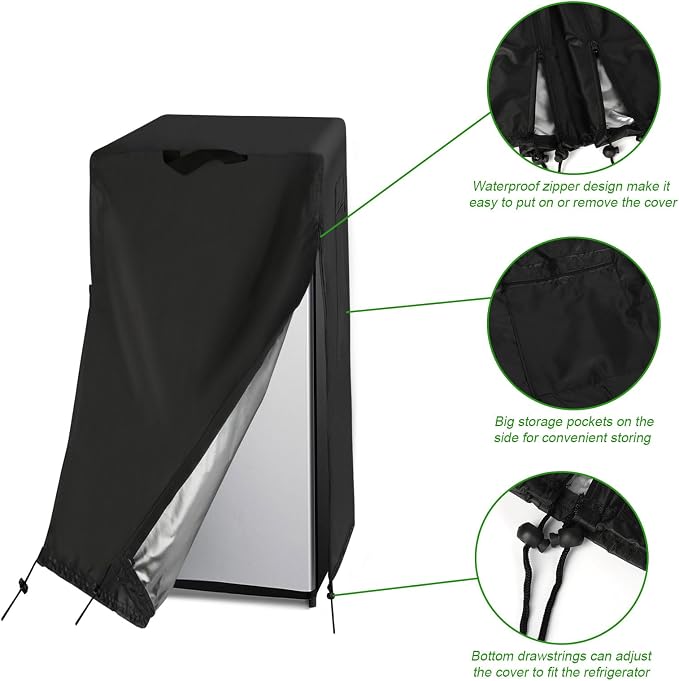 Refrigerator Cover, Waterproof&Dustproof Cover for Protecting Upright Freezers/Beverage Refrigerator-Suitable for most 7.5 Cubic Freezer(23"W x 23"D x 56"H)