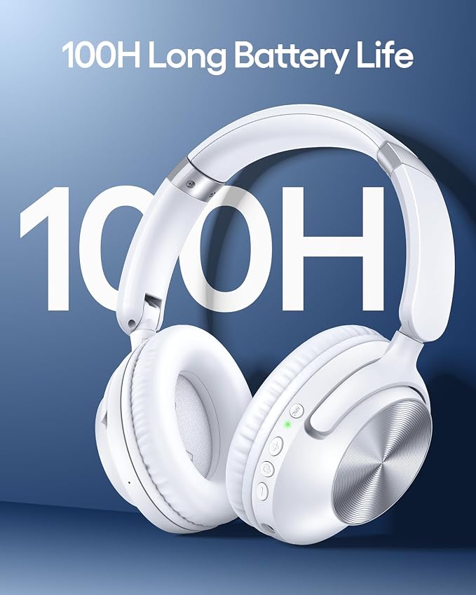TAGRY Hybrid Active Noise Cancelling Bluetooth Headphones 100H Playtime Wireless Over Ear Headphone with Fast Charging Hi-Res Audio Headsets Comfort Earcups for Commute Travel Office Phone PC
