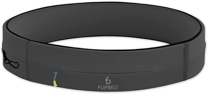 FlipBelt Zipper Running Belt, Waist Pack for Fitness and Running Fanny Pack for Women Men Phone Keys Money US Company - [Carbon] - [Medium]