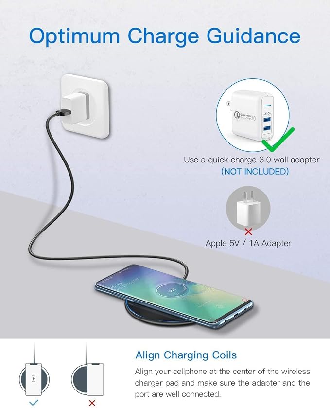 15W Wireless Charger Fast Charging Pad Compatible with ASUS Zenfone 10/11 Ultra, Slim Quick Charge