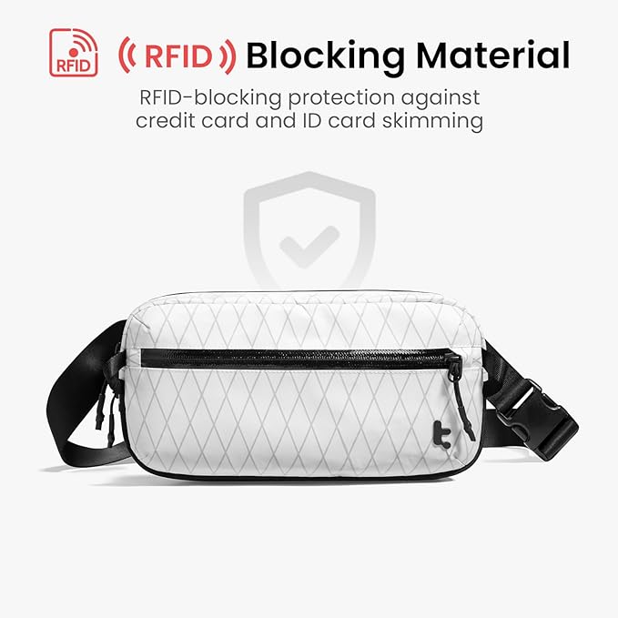 tomtoc 3.5L X-Pac Sling Bag with RFID Blocking, Crossbody Bag Minimalist Chest Shoulder Pack for Men/Women, Water-resistant Lightweight Casual Funny Pack for Travel/Daily Commute