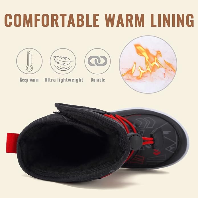 CIOR Winter Snow Boots for Boy and Girl Outdoor Waterproof with Fur Lined(Toddler/Little Kids)