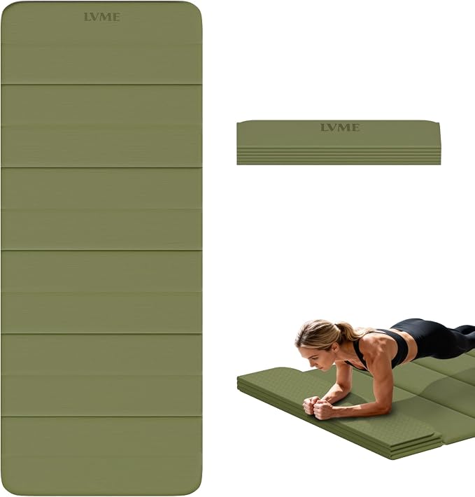 Foldable Yoga Mat,Thickened,0.4"Thick (10mm）,76"x26" | 12-Fold Design,SGS Certified TPE,Non-Slip & No Smell,Ultra Portability,For Yoga,Gym,Pilates,Home Workouts