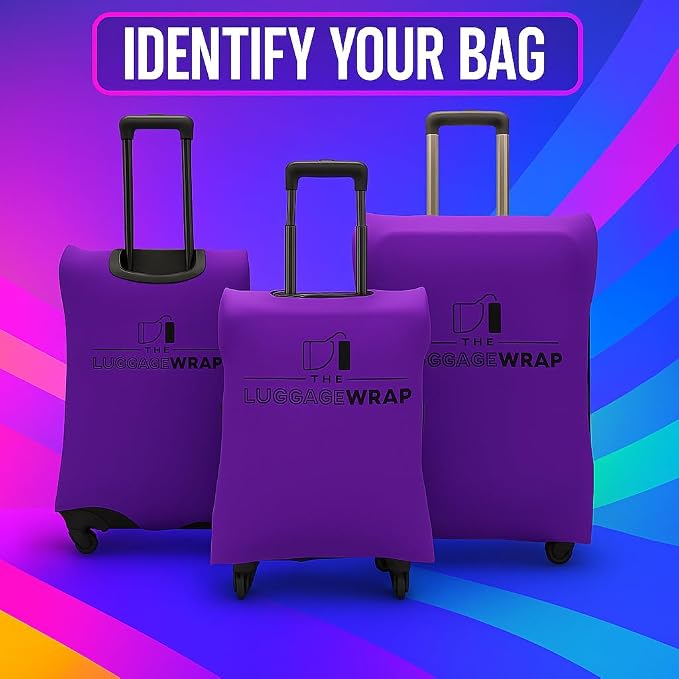 Small Purposeful Purple Water-Resistant Luggage Covers for Suitcase TSA Approved for 19"-21" - Durable Patented Design Suitcase Covers for Luggage, Fundas para Maletas, Travel Accessories