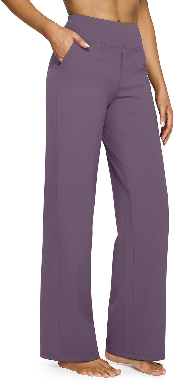 G4Free EverGoing Yoga Pants Women Wide Leg Pants with Pockets High Waist Stretch Dress Casual Sweatpants Petite/Regular/Tall
