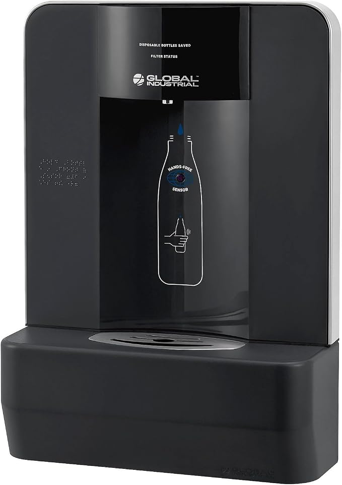 Global Industrial Surface Mount Touchless Water Bottle Filling Station, 3600 Gallon Capacity PFAS Filter, 1.0 GPM, for Use in Warehouse School Office Hotel