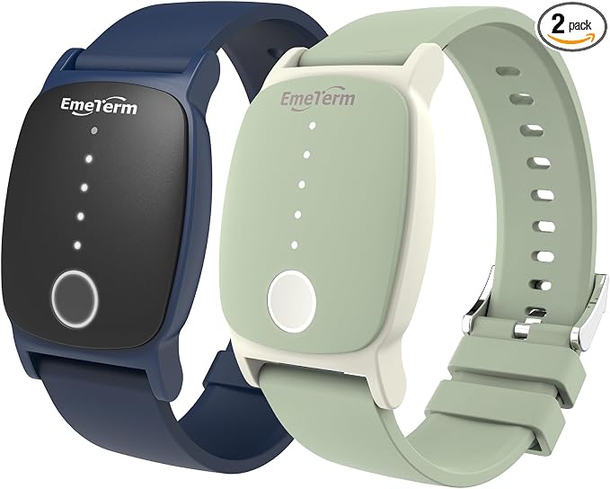 EmeTerm Explore Classic FDA-Cleared Anti-Nausea Wristband IP67 Waterproof Morning Motion Travel Sickness Vomit Relief Rechargeable No Gel Drug Free Without Side Effects