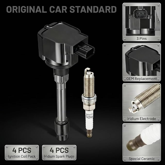 Ignition Coils UF781 & Spark Plugs 95660 Compatible with Honda Accord Civic CR-V 2016-2021,Acura RDX TLX 1.5L 2.0L L4 Replecement#CM11122 3052059B013