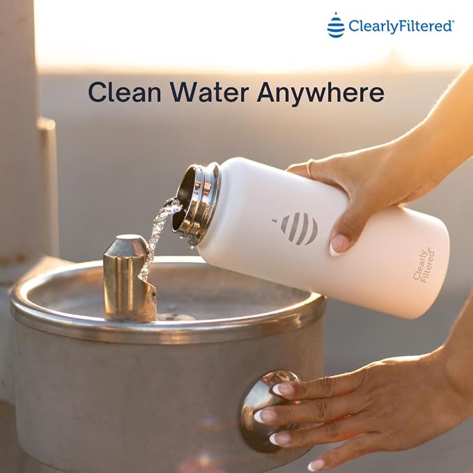 Clearly Filtered Water Bottle | Removes 220+ Contaminants, Double-Wall Insulated Stainless Steel, BPA/BPS Free, Phthalate Free, Filters Flouride Lead Chlorine (32oz, Bubble Gum)