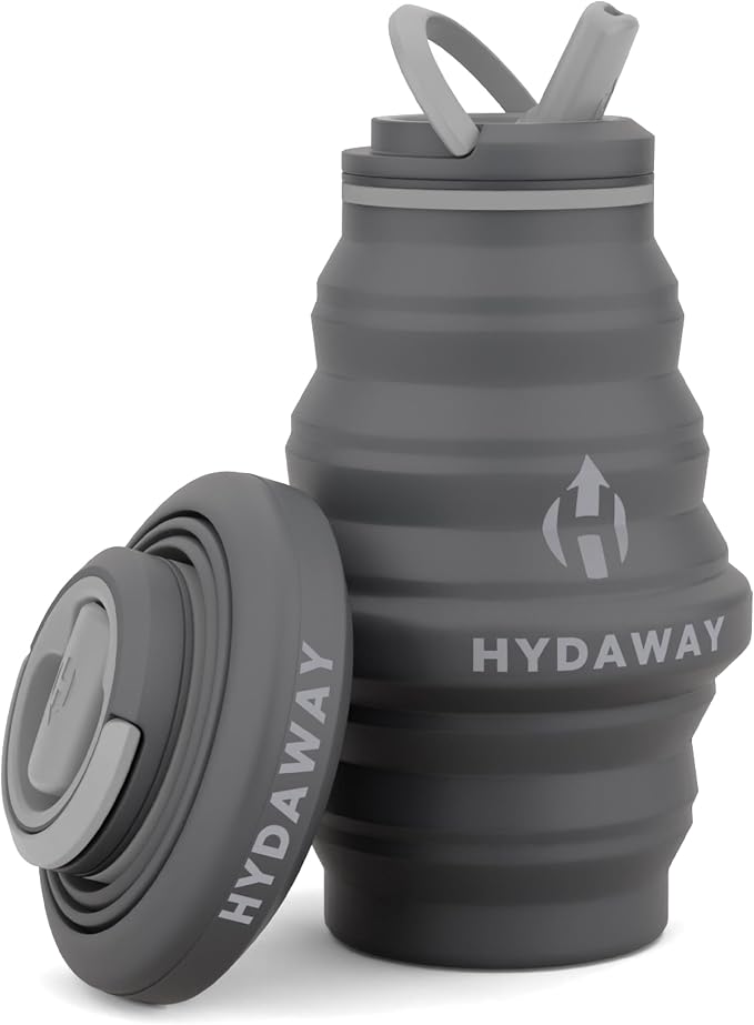 HYDAWAY Hydration Travel Pack - 17oz Collapsible Water Bottle with Flip-Top Lid and Protective Travel Case - BPA-Free, Leak-Resistant, and TSA-Friendly for Commuting, Hiking, and Traveling
