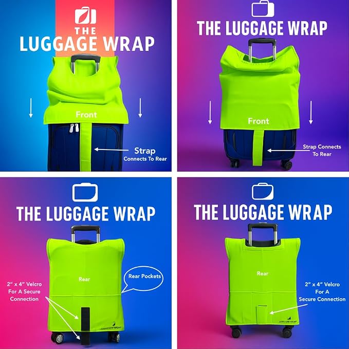 Medium Lemony Lime Green Water-Resistant Luggage Covers for Suitcase TSA Approved for 24"-26" - Durable Patented Design Suitcase Covers for Luggage, Fundas para Maletas, Travel Accessories