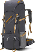 Bseash 65L Waterproof Hiking Camping Backpack with Rain Cover, Outdoor Sport Travel Daypack for Climbing Touring (Gray)