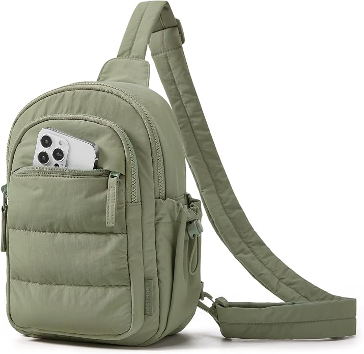 BAGSMART Small Sling Bag for Women, Puffer Crossbody Bag Purses Hobo Handbag Fanny Packs for Travel Hiking