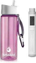 Survimate 5-Stage 0.01μm Ultra-Filtration Filtered Water Bottle, BPA-Free Material, NSF/ANSI 42 Certified, Portable Water Filter Bottle for Survival, Camping, Hiking, and Emergency Use