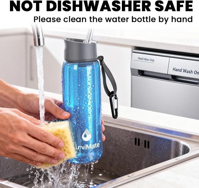 Survimate 5-Stage 0.01μm Ultra-Filtration Filtered Water Bottle, BPA-Free Material, NSF/ANSI 42 Certified, Portable Water Filter Bottle for Survival, Camping, Hiking, and Emergency Use