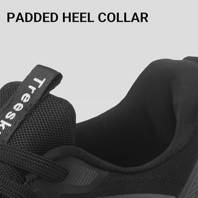 Treesky Black Non Slip Work Shoes for Women, Restaurant & Kitchen Sneakers | Slip resistant soles, lightweight cushioning, breathable knit, removable insole, for nursing, food service & long shifts