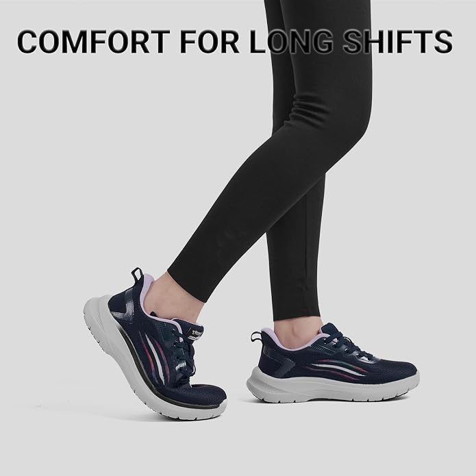 Treesky Black Non Slip Work Shoes for Women, Restaurant & Kitchen Sneakers | Slip resistant soles, lightweight cushioning, breathable knit, removable insole, for nursing, food service & long shifts