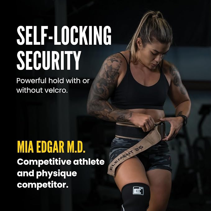 Element 26 Self-Locking Weight Lifting Belt - 4-Inch Nylon Support for Men and Women - Squat and Deadlift - Gym Training